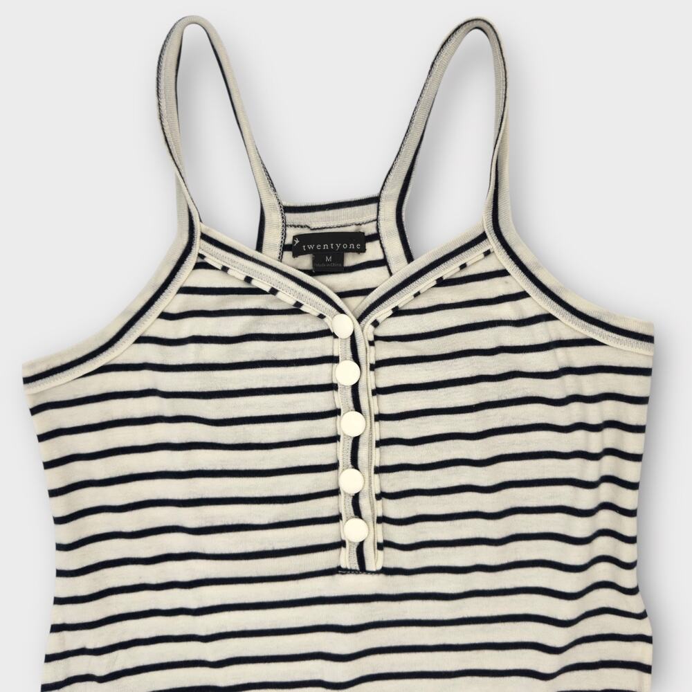Vintage Y2K Forever 21 Twentyone Striped Romper Size M Nautical Preppy Cotton - Picture 3 of 10